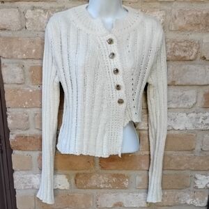 Women's Cream Sweater with Button Detail